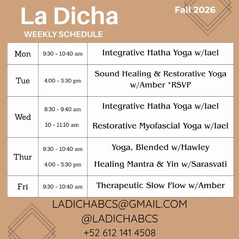 La Dicha Yoga Studio | Weekly Schedule/ horario